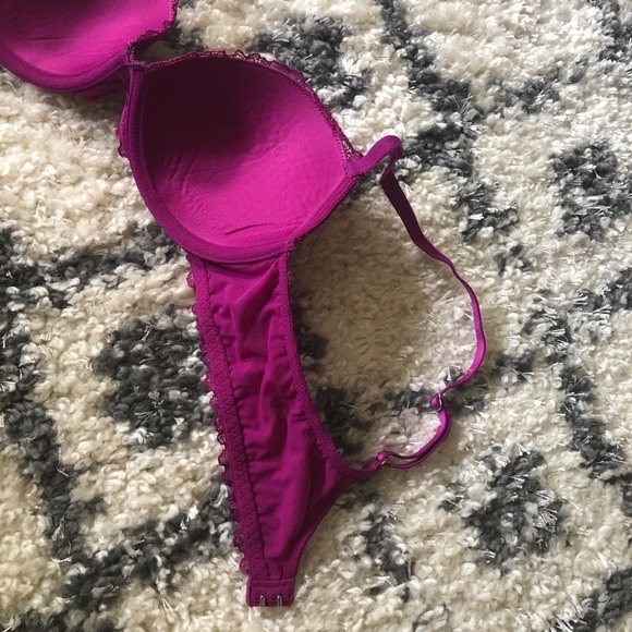 Aerie Limited Edition Reese Bra Magenta Pink Push Up Lace Sequins Size 34B - Picture 9 of 12